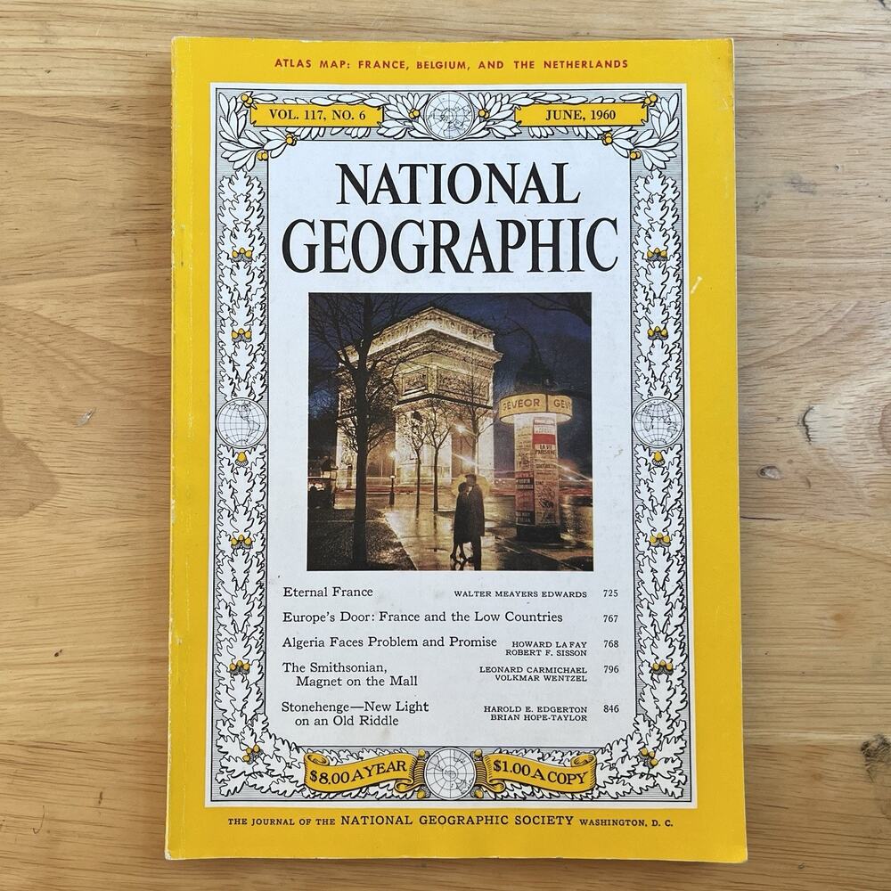 National Geographic June 1960 Magazine France Algeria Stonehenge Vtg Coke Ad